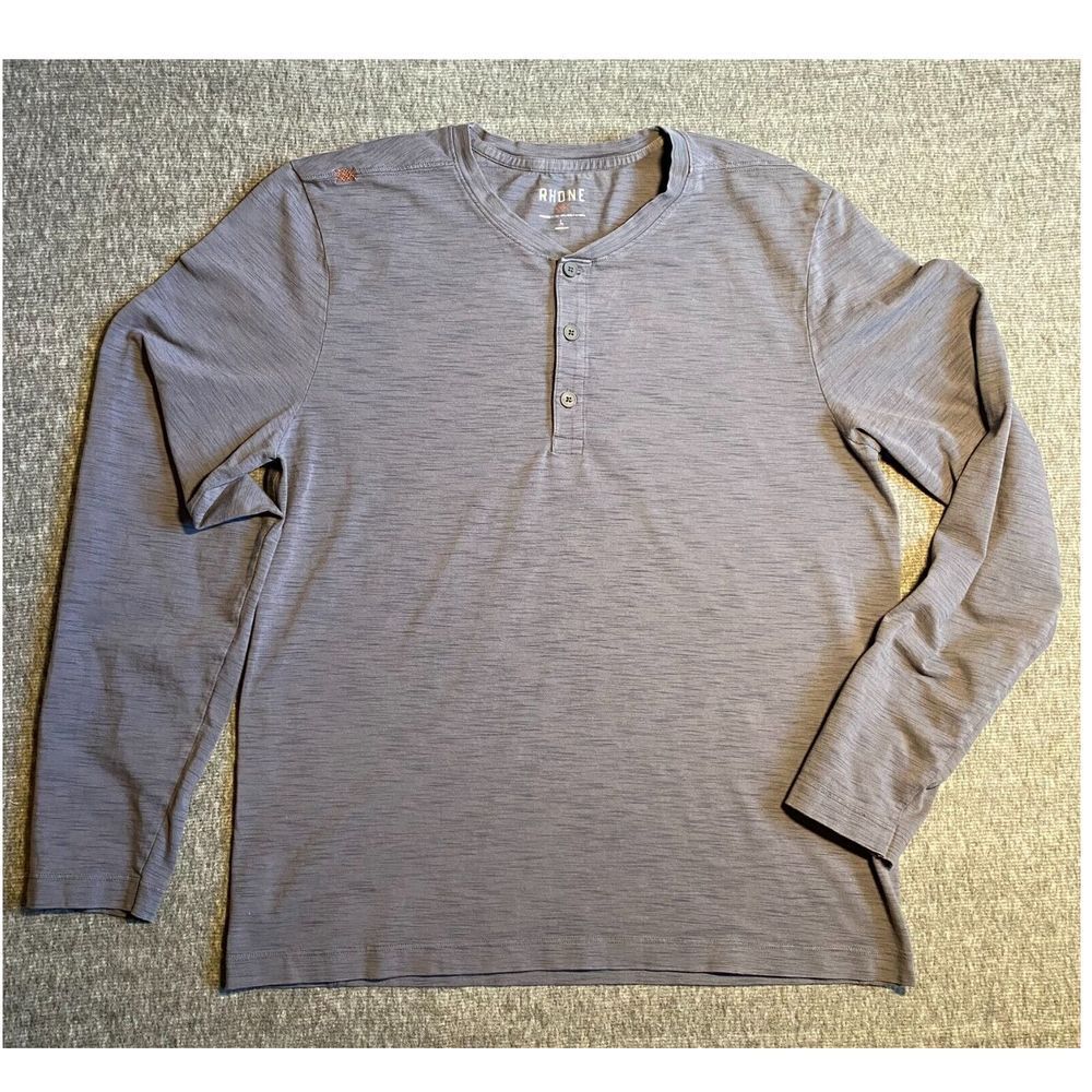 Rhone | Mens Shirt Large Long Sleeve Gray Henley Soft Sz L